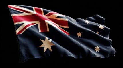 Australian flag waving in the wind at a public event during the day without specific landmarks