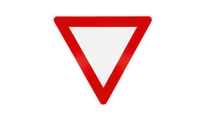 Isolated Yield or Give Way Sign, Triangular Road Sign with Red Border, Safety and Regulation