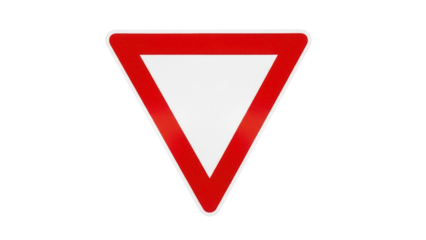 Isolated Yield or Give Way Sign, Triangular Road Sign with Red Border, Safety and Regulation