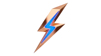 Isolated metallic lightning bolt, abstract design, energy burst effect, striking, power, modern