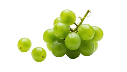 Isolated cluster of green grapes ready to eat for a healthy snack or delicious dessert