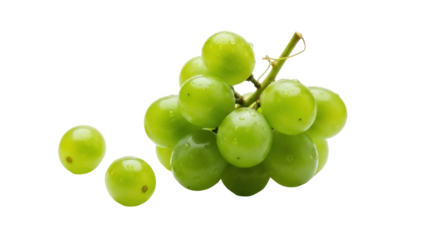 Isolated cluster of green grapes ready to eat for a healthy snack or delicious dessert