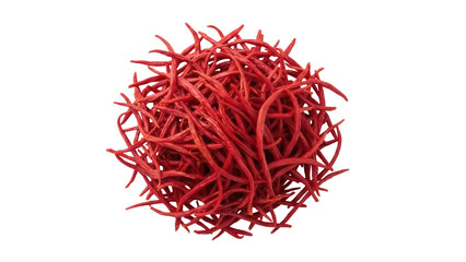 Naklejka premium Isolated heap of red saffron threads, spice, dried stigmas, flavor and aroma essence