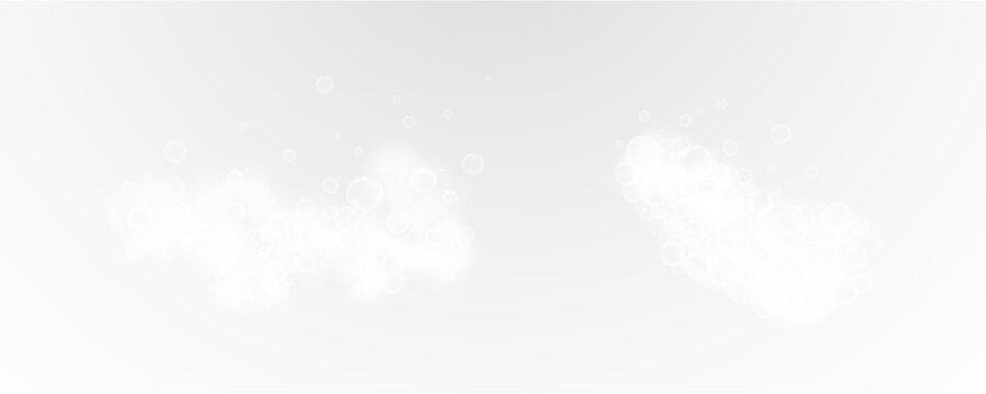 This vector template shows a bath foam with shampoo bubbles isolated on a transparent background. It can be used for advertising purposes. Mousse bath foam.
