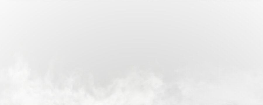 The image depicts various atmospheric phenomena such as fog, smoke, mist, and steam. The realistic 3D vector mockup shows a perspective view of white smog clouds.	
