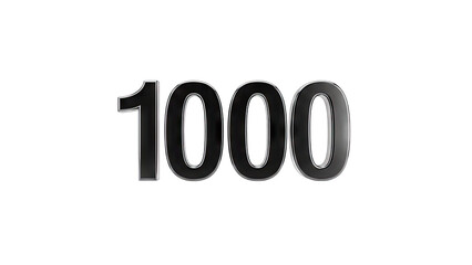 1000 Number in Black with Silver Border on White