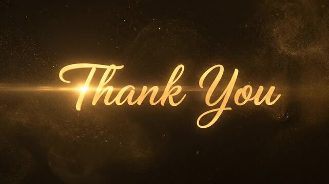 Golden Thank You Text on Dark Background.
