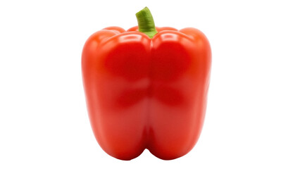 Isolated red bell pepper with stem on bright setting, fresh vegetable ingredient for cooking