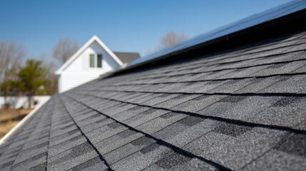 New asphalt shingle roof with solar panels