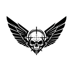 Obraz premium Symbolic emblem featuring winged skull with precision targeting evokes strength and death