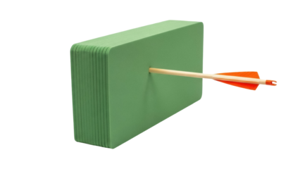 Isolated archery target with arrow hitting the bullseye for precision archery competition