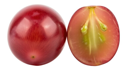Fototapeta premium Isolated Red Grapes Fresh Juicy Fruits Cross Section with Seeds Ripe Healthy Cut in Half