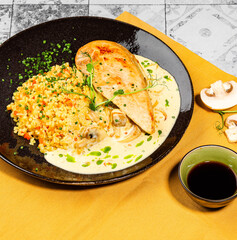 Two Bowls of Asian Stir-Fried Noodles with Beef and Vegetables