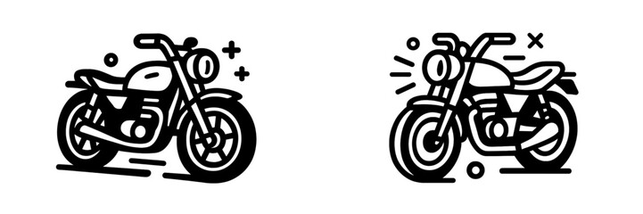 Obraz premium Vector illustration of two stylized motorcycles in dynamic poses