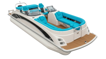 Isolated motorboat on display ready for summer fun and water adventure boating