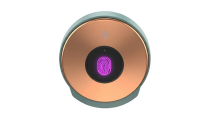 Isolated biometric authentication scanner padlock featuring a fingerprint sensor for security