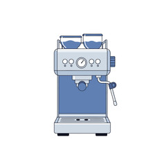 Fototapeta premium Modern coffee machine with dual brew heads and digital controls in minimalistic style for cafe or