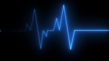 heart beat line icon animation . cyan color neon line heart beat with black background.4k animation motion graphics video