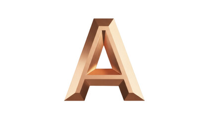 Isolated Metallic Letter A Design Element, Alphabetic Character, 3D Rendering, Symbol