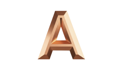Isolated Metallic Letter A Design Element, Alphabetic Character, 3D Rendering, Symbol