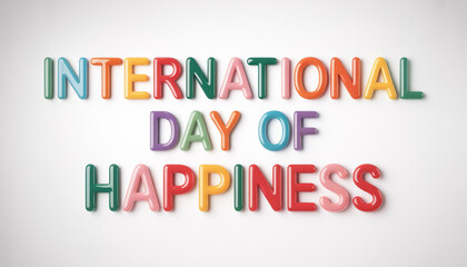 Celebrate International Day of Happiness with colorful joyful text