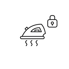 Iron and lock. Controlled home appliances access. Pixel perfect, editable stroke vector icon