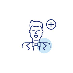 Groom and plus. Wedding update, ceremony plan. Pixel perfect, editable stroke vector icon