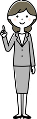 指をさすスーツの女性