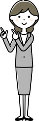 指をさすスーツの女性