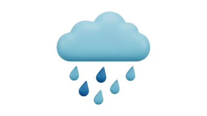 Isolated Raincloud Icon, Precipitation and Weather Forecast, Stormy Climate and Drizzly Season