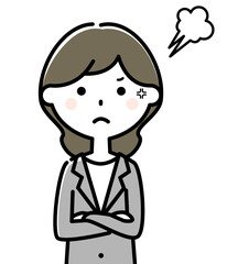 怒るスーツの女性