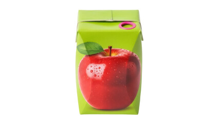 Isolated apple juice in green carton pack, nutrition concept, beverage, vitamin drink