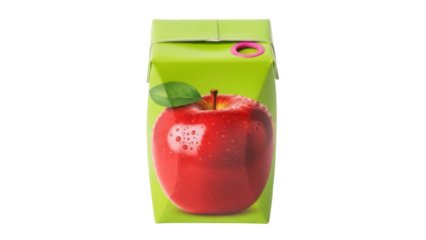 Isolated apple juice in green carton pack, nutrition concept, beverage, vitamin drink