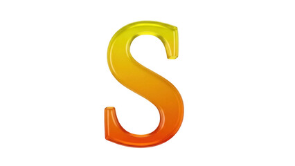 Isolated glossy letter S, alphabet font 3D rendering, bright, cheerful, fun concept