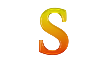 Isolated glossy letter S, alphabet font 3D rendering, bright, cheerful, fun concept