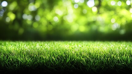 Sunlit Grassy Meadow Texture Background with Blurred Spring and Soft Bokeh Effect in Nature