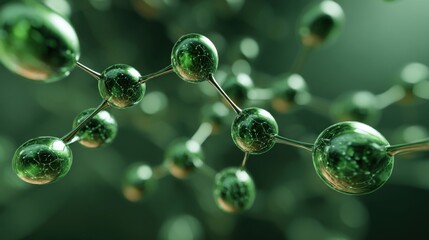Green abstract molecular structure science background