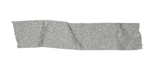 Glitter tape strip in silver color with a sparkling, shimmering surface, background transparent on isolated