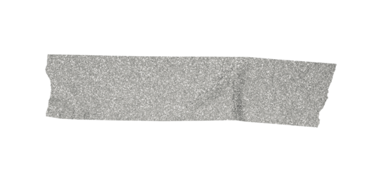 Silver glitter tape piece with shimmering effect, adding sparkle and texture for festive transparent decoration, background