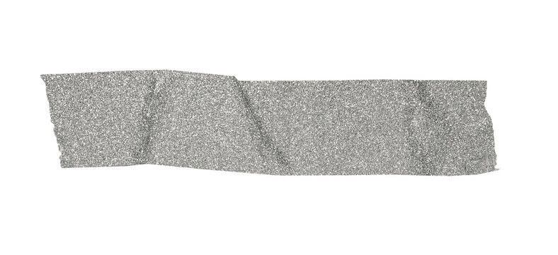 Glitter tape strip in silver color with a sparkling, shimmering surface, background transparent on isolated
