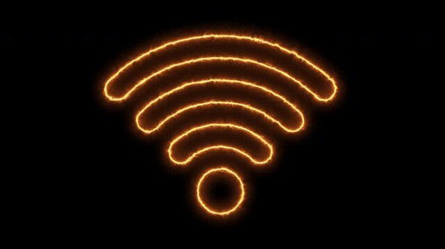 Fire Flame Burning Wireless Symbol on Black Background