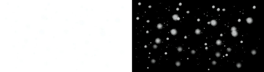 PNG image of Overlay texture featuring two styles of falling snow effects ideal for winter video editing backgrounds on transparent background