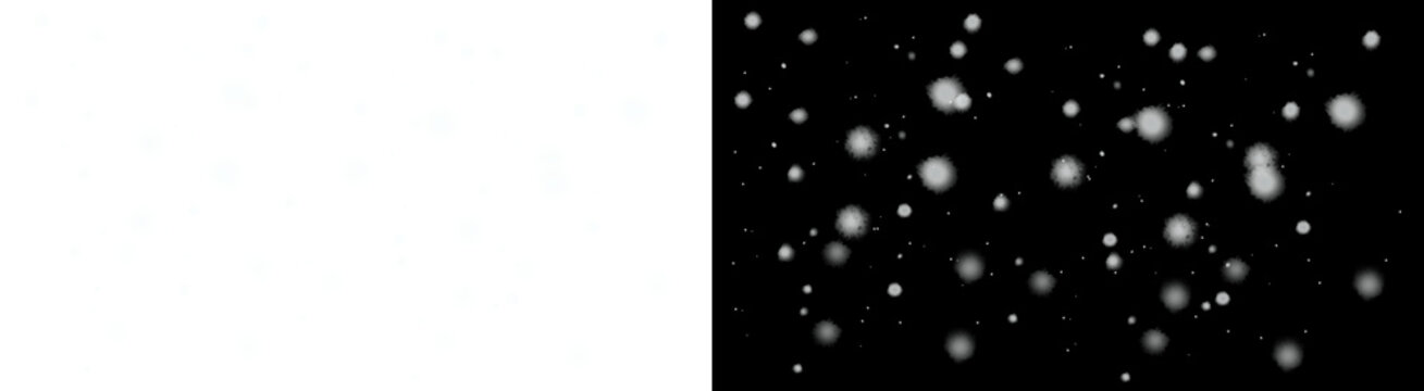PNG image of&nbsp;Overlay texture featuring two styles of falling snow effects ideal for winter video editing backgrounds on transparent background