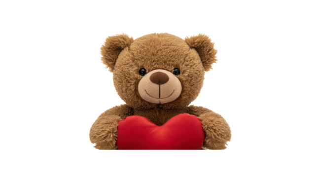 Teddy bear with red heart present - Powered by Adobe