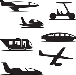Futuristic Transport Vehicle Silhouettes Collection