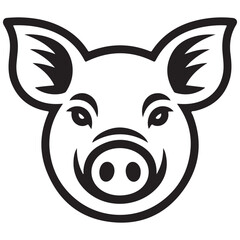 Stylized pig face in bold black lines on white background