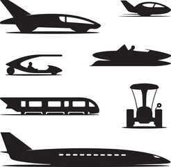 Futuristic Transport Vehicle Silhouettes Collection