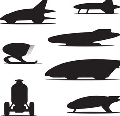 Obraz premium Futuristic Transport Vehicle Silhouettes Collection