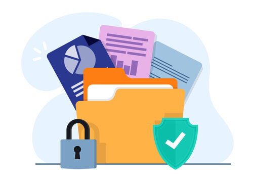 Document data secures locked secret access or privacy protection stock illustration