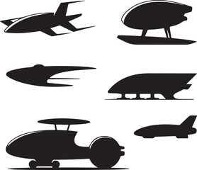Futuristic Transport Vehicle Silhouettes Collection